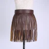Tassels Fringed PU Leather Short Skirt - Image 2