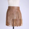 Tassels Fringed PU Leather Short Skirt