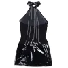 Leatherette Halter Dress Net with Chains - Image 6