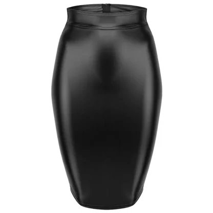 High Waist Faux Leather-Inspired Pencil Skirt - Image 5