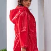Hooded Faux Leather Trench Coat - Image 4
