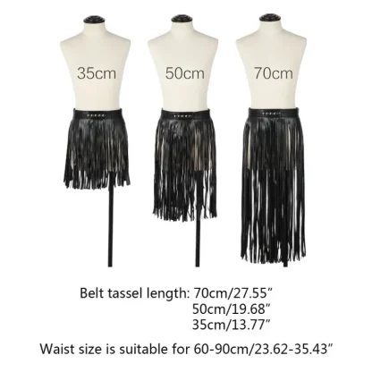 Snap Button PU Leather Tassels Skirt - Image 6