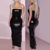 Tube Top PU Leather Bodycon Dress - Image 3