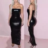 Tube Top PU Leather Bodycon Dress - Image 5