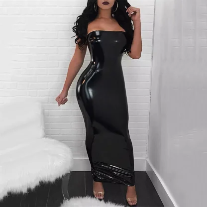 Tube Top PU Leather Bodycon Dress