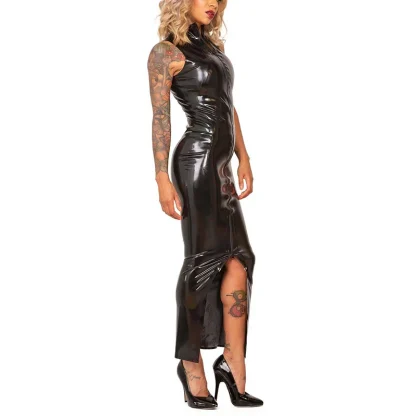 Tank Front Zip Faux Leather Maxi Dress - Image 4