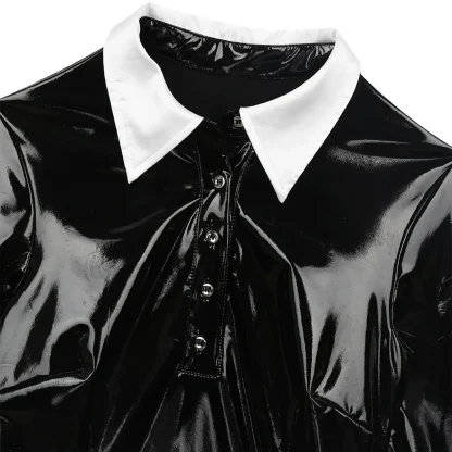 Seductive PU Leather Long Sleeve Dress - Image 5