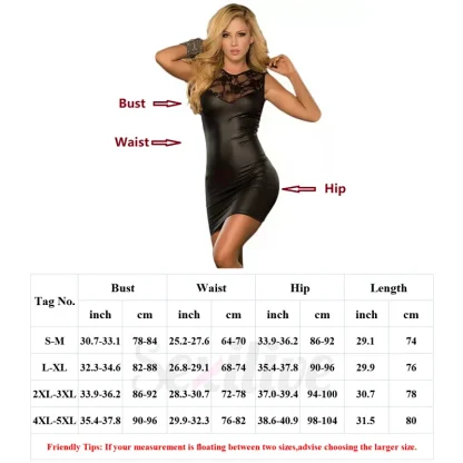 Matte Imitation Leather Hip Lace Dress - Image 6