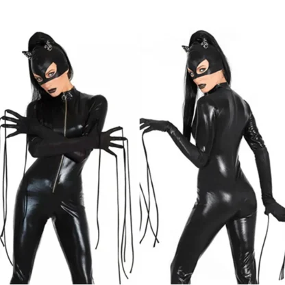 Catwoman PU Leather Jumpsuit Costume Set - Image 2