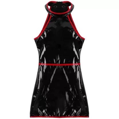 Seductive Leather-Like Hip Skirt Sheath Dress - Image 5