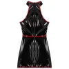 Seductive Leather-Like Hip Skirt Sheath Dress - Image 6