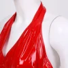 Pleated A-Line Leather-Like Party Dress - Image 5