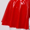 Pleated A-Line Leather-Like Party Dress - Image 6